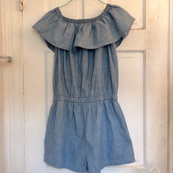 Crewcuts girls blue chambray romper in size 14 - Picture 7 of 8